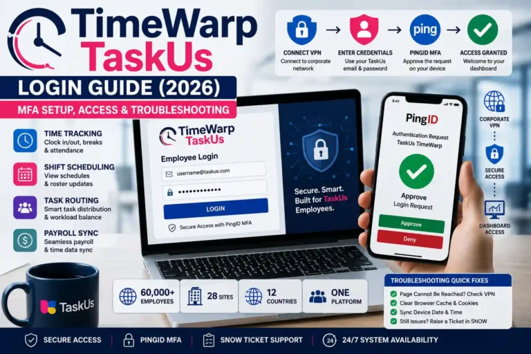 TimeWarp TaskUs Login, PingID MFA Setup & Employee Access Guide timewarp taskus image